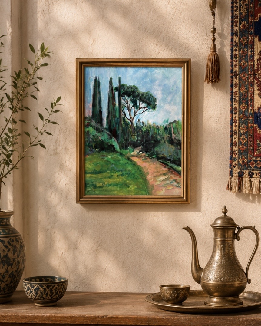 Cypresses painting in interior